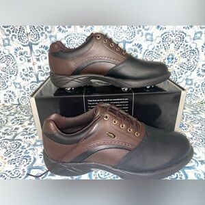 Etonic Dri-Lite Size 9 Black Brown Saddle Golf Cleats